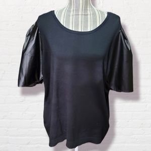 CHLOE & JASMINE BLACK FAUX LEATHER SLEEVES SZ 1X NWT (1232)